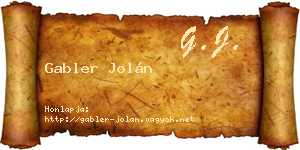 Gabler Jolán névjegykártya